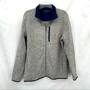 Nautica Men’s Gray Knit Jacket Medium Full Zip Closure Pockets